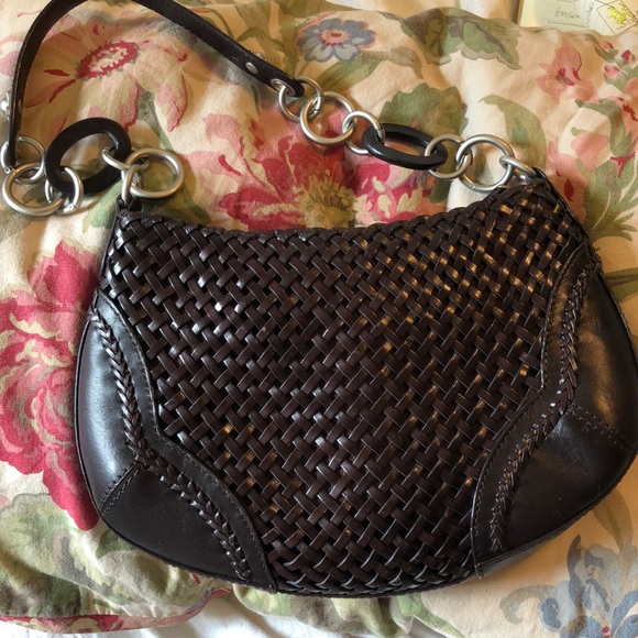 MAXX NEW YORK Classic Woven Brown Leather Shoulder Bag Hardware Stap $129 NEW - Picture 1 of 14